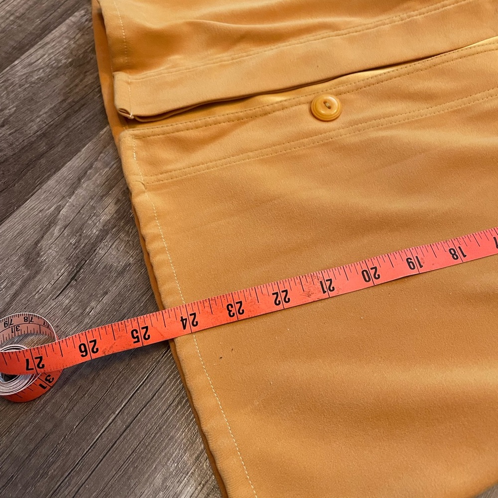 Solid Yellow Button-Front Swede-Like Long-Sleeve … - image 3